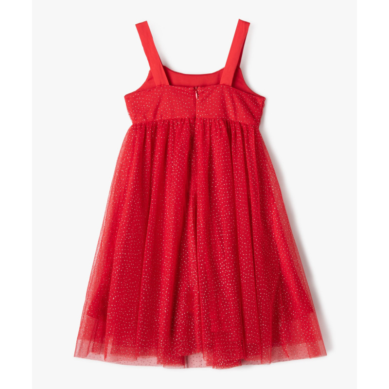 Robe de cérémonie en tulle à pois pailletés fille