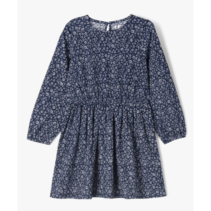 Robe manches longues à motifs fleuris fille