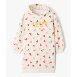 Robe sweat imprimÃ©e Ã  capuche fille