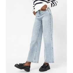 Jean wide leg taille haute dÃ©lavÃ© femme