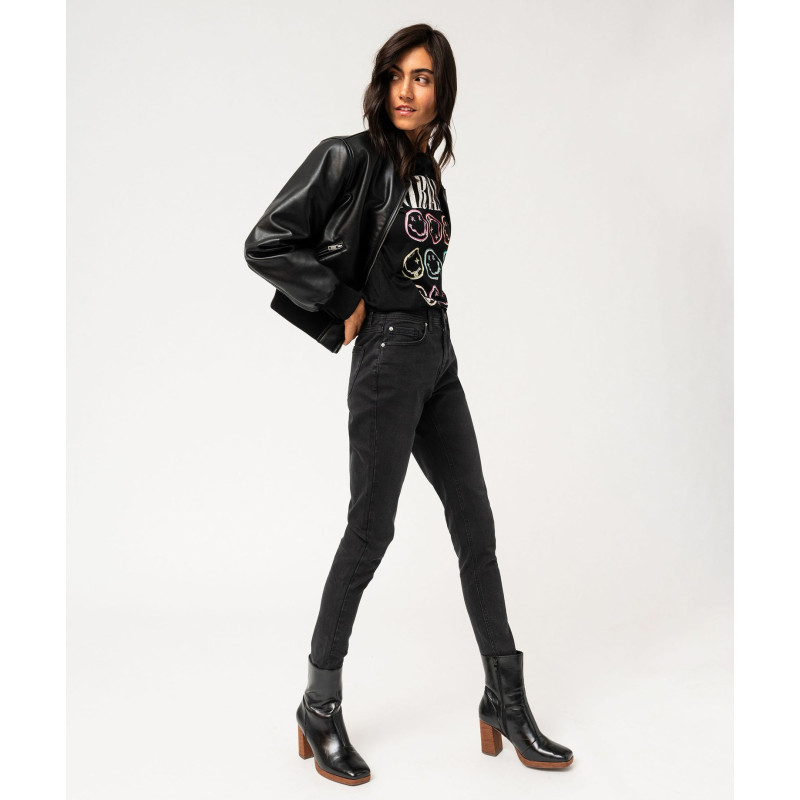 Jean skinny extensible taille normale à bord franc femme