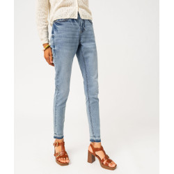 Jean skinny extensible taille normale avec bas sans coutures femme