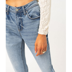 Jean skinny extensible taille normale avec bas sans coutures femme