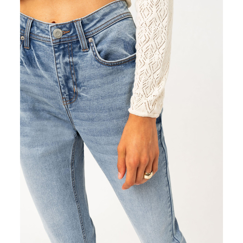 Jean skinny extensible taille normale avec bas sans coutures femme