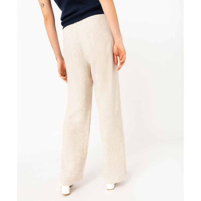 Pantalon ample en lin à taille élastiquée femme - LuluCastagnette