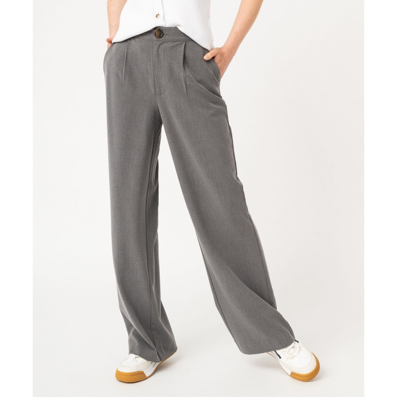 Pantalon fluide coupe large avec pinces femme