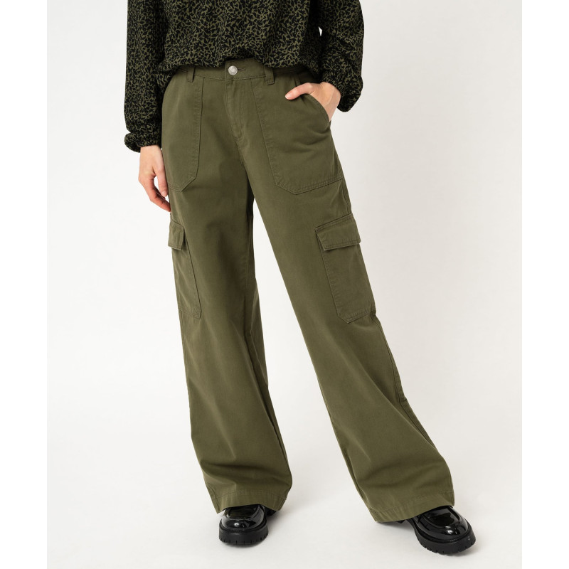 Pantalon large coupe cargo femme