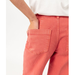 Pantacourt en jean cropped wide leg coloré femme