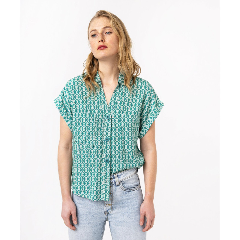 Chemise imprimée à manches courtes femme