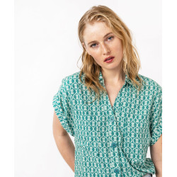 Chemise imprimée à manches courtes femme