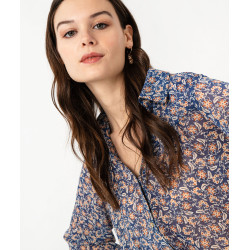 Chemise en voile à motifs fleuris femme