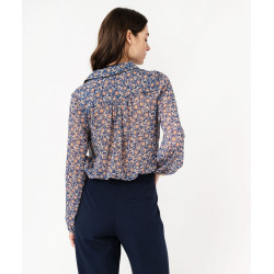 Chemise en voile à motifs fleuris femme