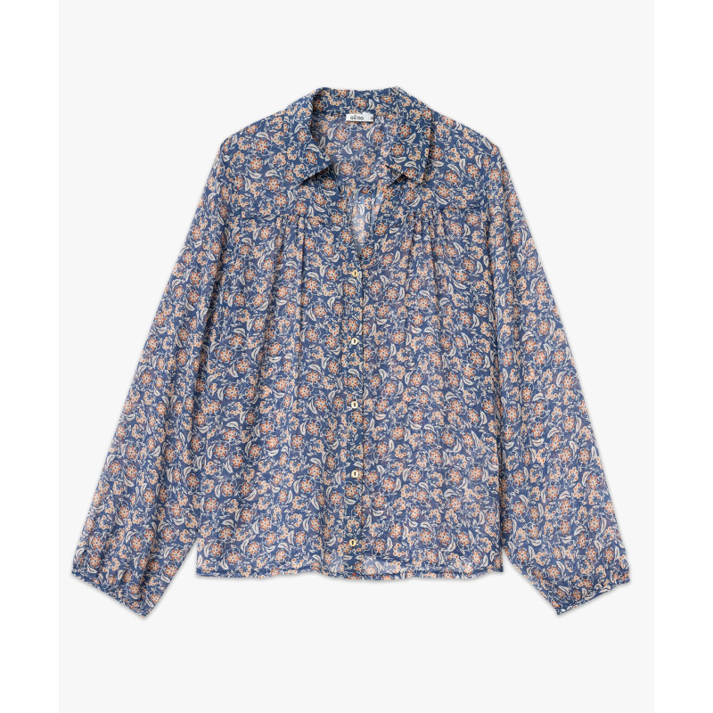 Chemise en voile à motifs fleuris femme