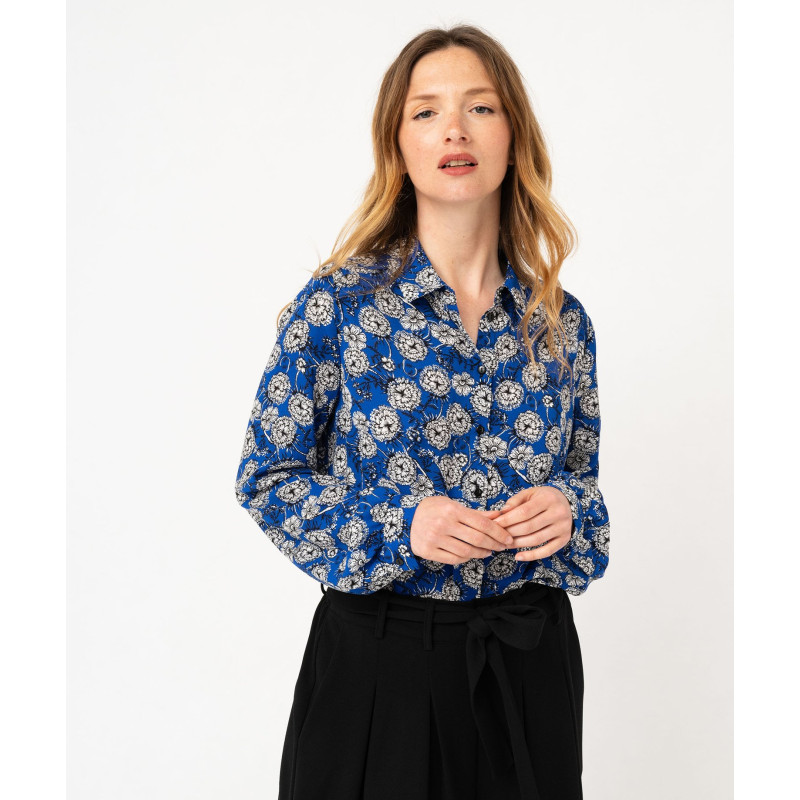 Chemise imprimée en voile fluide femme