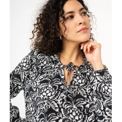 Blouse manches longues à motifs fleuris femme