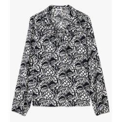 Blouse manches longues à motifs fleuris femme