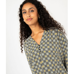 Blouse fluide imprimée à manches 3/4 femme