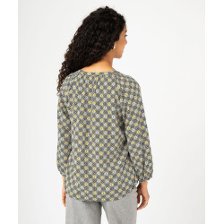 Blouse fluide imprimée à manches 3/4 femme