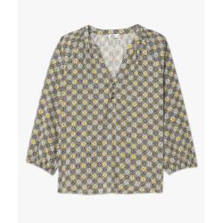 Blouse fluide imprimée à manches 3/4 femme