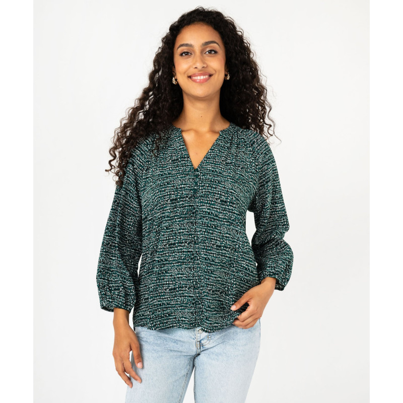 Blouse fluide imprimée à manches 3/4 femme