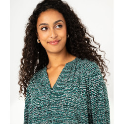 Blouse fluide imprimée à manches 3/4 femme