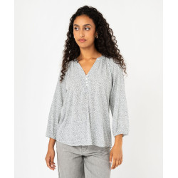 Blouse fluide imprimée à manches 3/4 femme