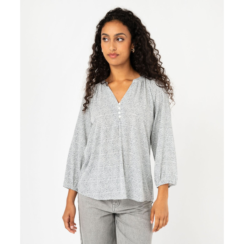 Blouse fluide imprimée à manches 3/4 femme