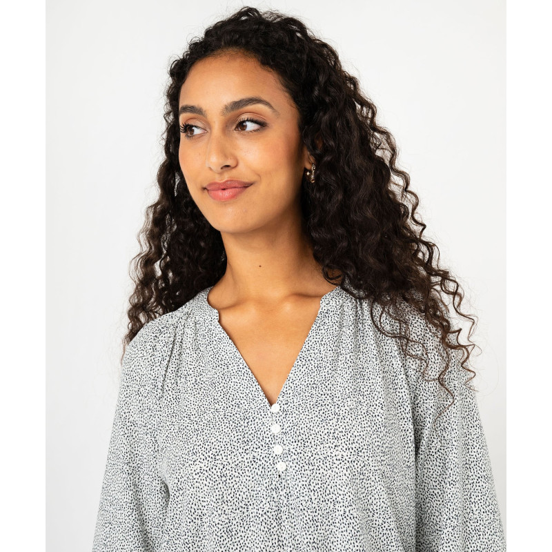 Blouse fluide imprimée à manches 3/4 femme