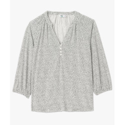 Blouse fluide imprimée à manches 3/4 femme