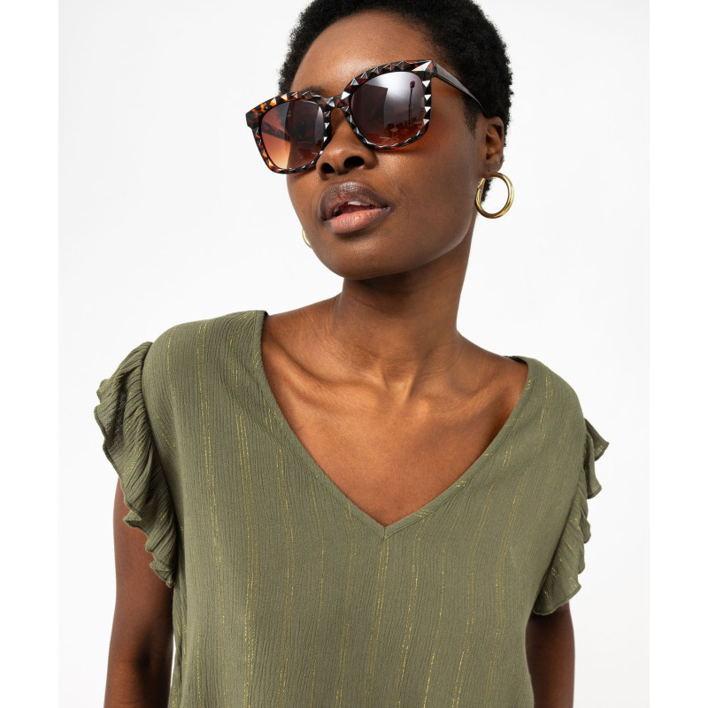 Blouse sans manches en viscose froissée femme