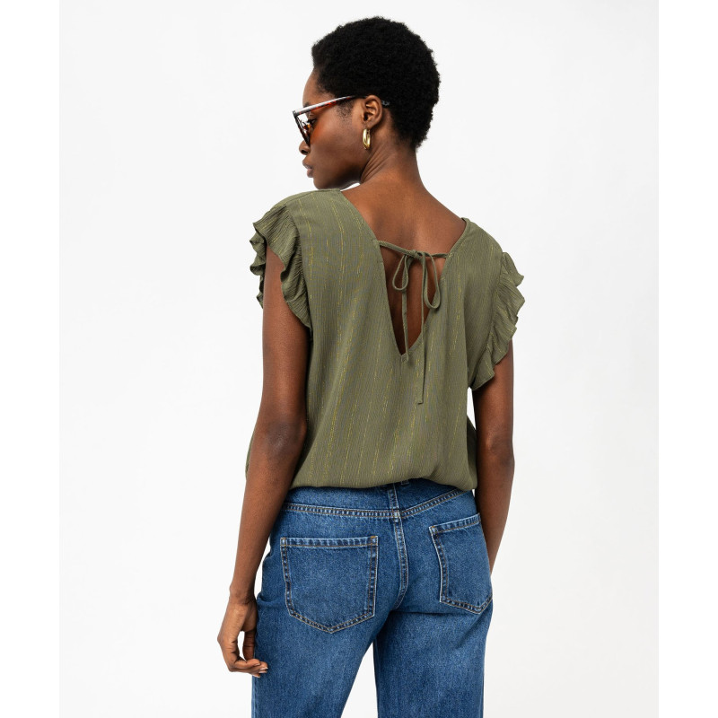 Blouse sans manches en viscose froissée femme