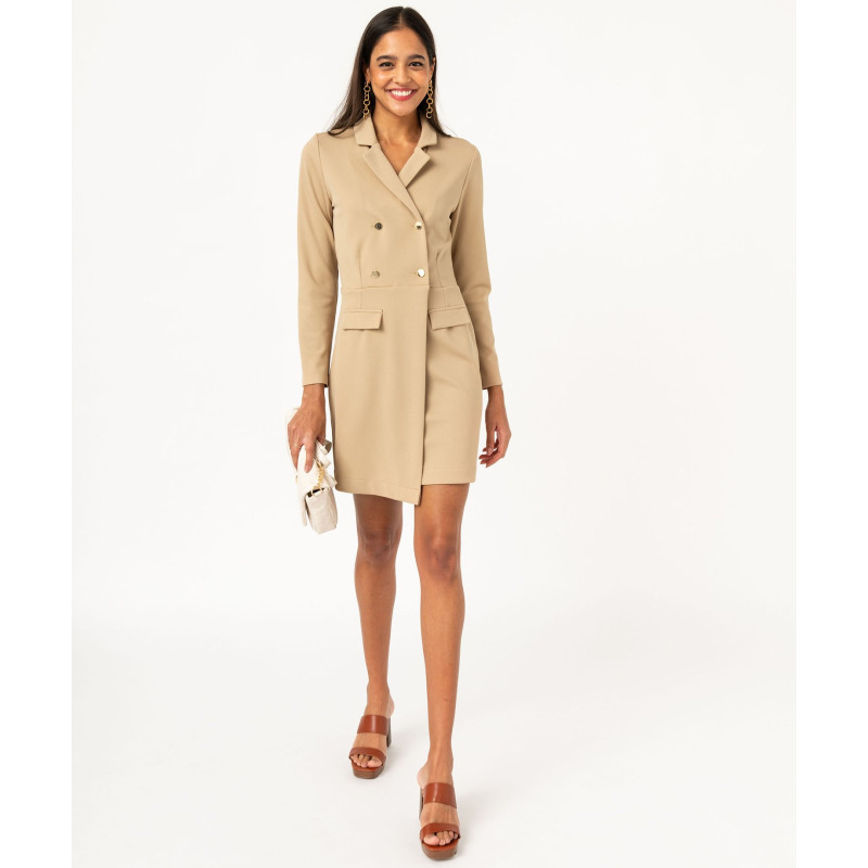 Robe courte à manches longues look manteau femme