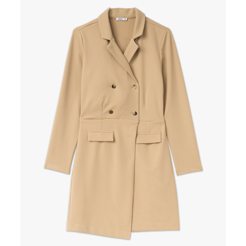 Robe courte à manches longues look manteau femme