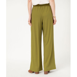 Pantalon large et fluide en maille côtelée femme