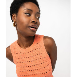 Pull sans manches en maille ajourée femme Pull sans manches en maille ajourée femme