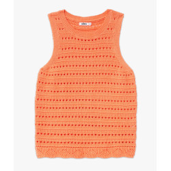 Pull sans manches en maille ajourée femme Pull sans manches en maille ajourée femme