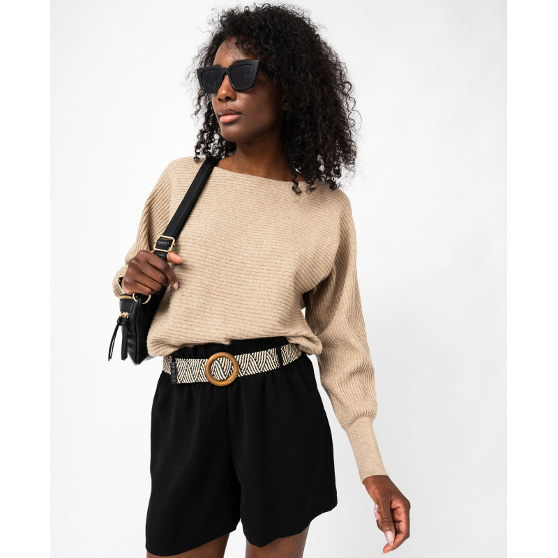 Pull scintillant en maille côtelée femme Pull scintillant en maille côtelée femme