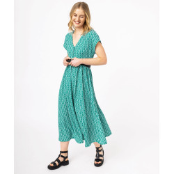 Robe longue taille empire en maille froissée extensible femme