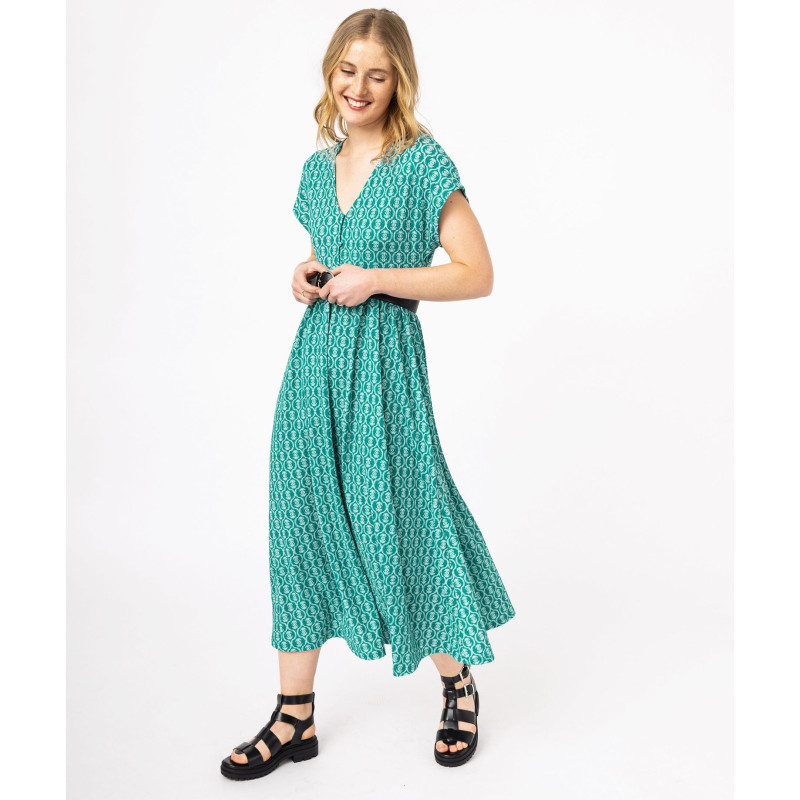 Robe longue taille empire en maille froissée extensible femme
