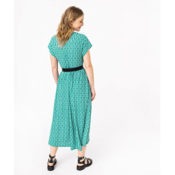 Robe longue taille empire en maille froissée extensible femme