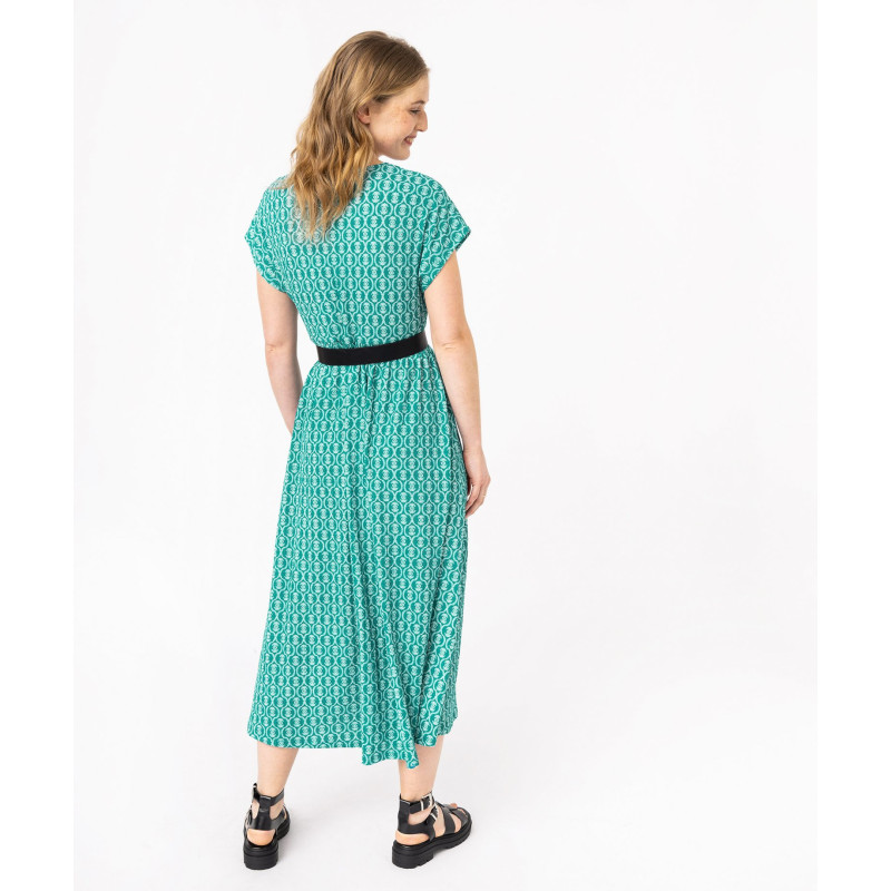 Robe longue taille empire en maille froissée extensible femme