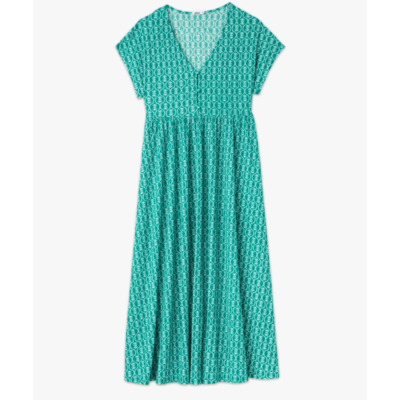 Robe longue taille empire en maille froissée extensible femme