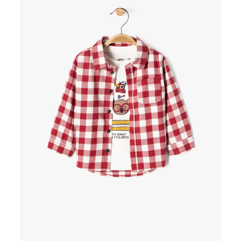 Ensemble 2 pièces chemise à carreaux et tee-shirt manches longues bébé garçon Ensemble 2 pièces chemise à carreaux et tee-shirt manches longues bébé garçon