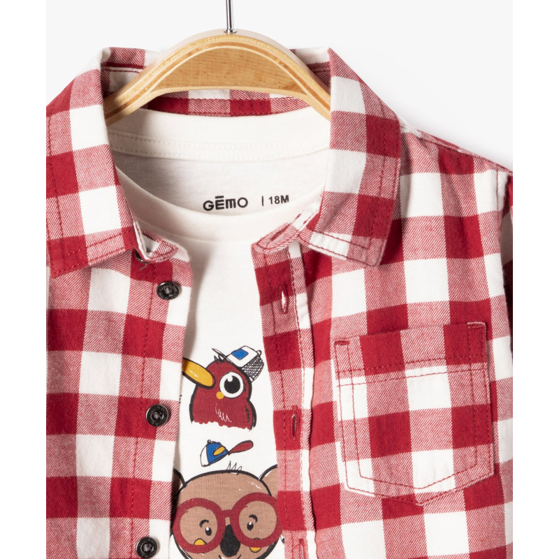 Ensemble 2 pièces chemise à carreaux et tee-shirt manches longues bébé garçon Ensemble 2 pièces chemise à carreaux et tee-shirt manches longues bébé garçon