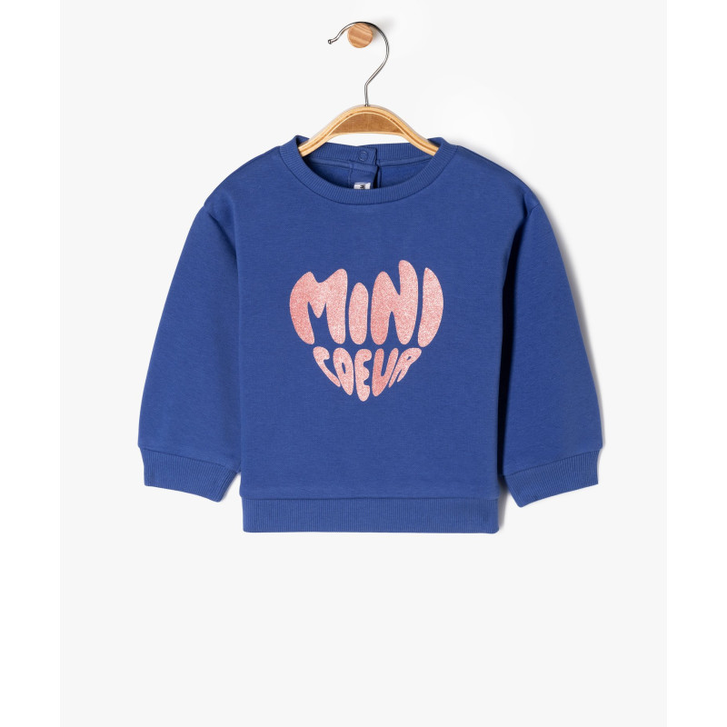 Sweat molletonné bébé fille avec motifs et message