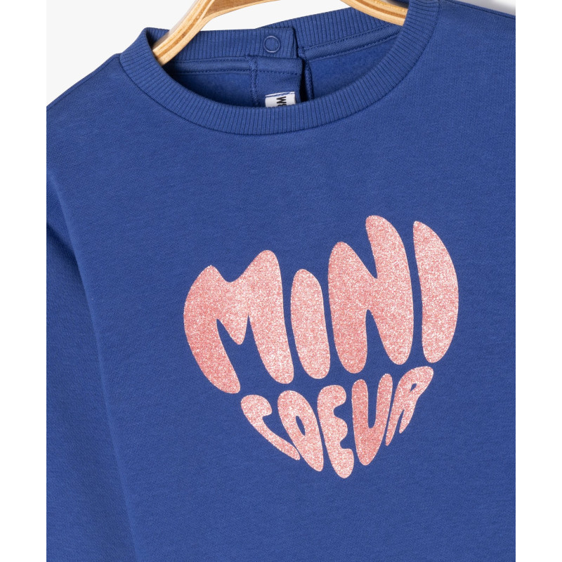 Sweat molletonné bébé fille avec motifs et message