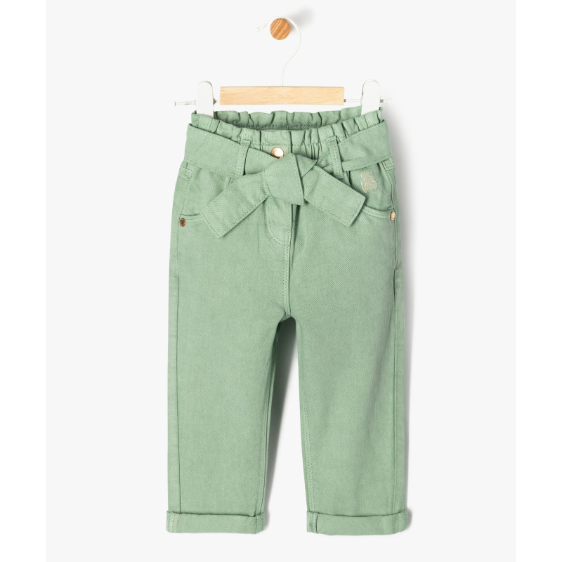 Pantalon en toile denim colorée bébé fille - LuluCastagnette