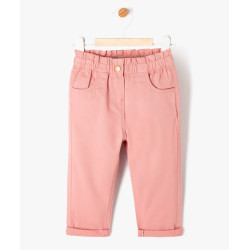 Pantalon en toile de coton avec taille élastique bébé fille