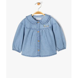 Blouse en toile chambray avec col Claudine bébé fille - LuluCastagnette