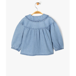 Blouse en toile chambray avec col Claudine bébé fille - LuluCastagnette